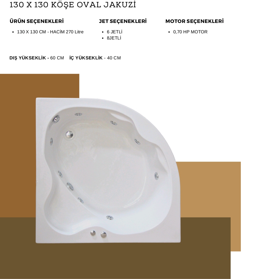 130*130 Köşe Oval Jakuzi