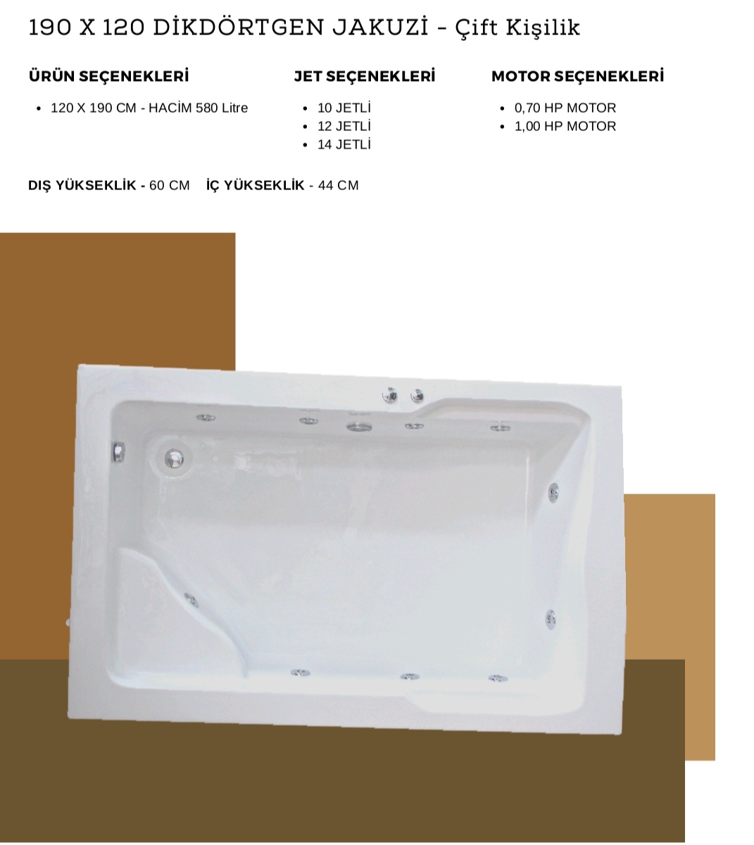 190×120 Çift Kişilik Jakuzi