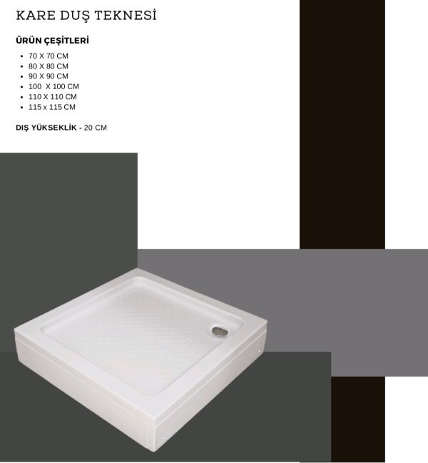 90×90 Kare Duş Teknesi